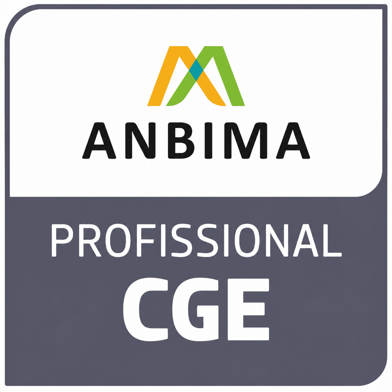 ANBIMA logo with a colorful overlapping M emblem above the word PROFISSIONAL CGE on a rounded dark badge