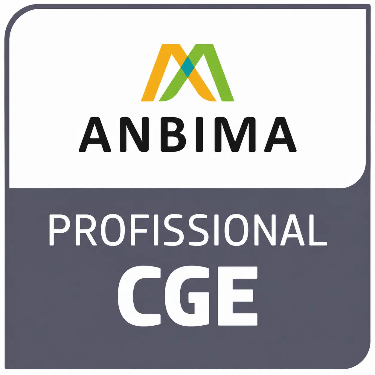 ANBIMA logo with a colorful overlapping M emblem above the word PROFISSIONAL CGE on a rounded dark badge
