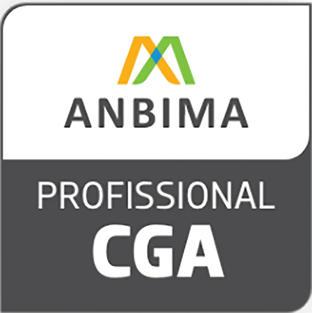 ANBIMA professional CGA badge with the logo on a white top panel and dark gray lower panel